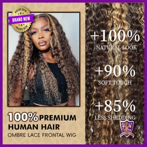 32 Inch Human Hair Lace Front Wig Deep Wave 200 Density Pre  display picture 3